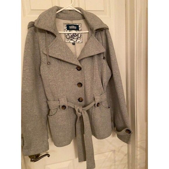 Sebby Gray Hooded jacket with tie (XL-youth) - Picture 1 of 4